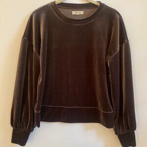 Madewell Velour Pullover Top, XS